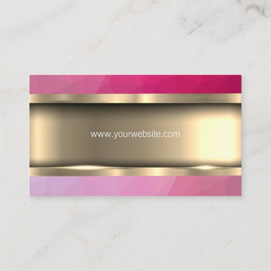 Metaalachtig Goud | Magenta Geometrisch Visitekaartje (Achterkant)