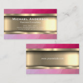 Metaalachtig Goud | Magenta Geometrisch Visitekaartje (Voorkant / Achterkant)