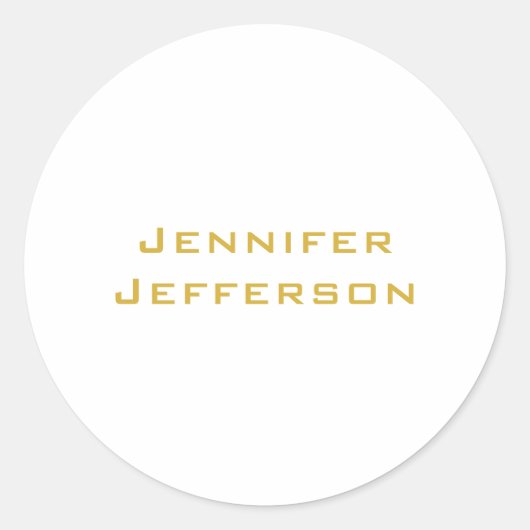 Metaalachtig Goud & Witte Professionele Moderne El Ronde Sticker (Voorkant)