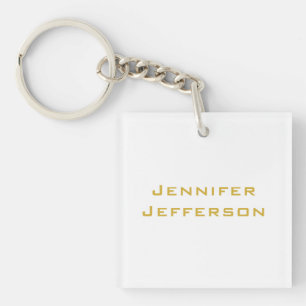 Metaalachtig Goud & Witte Professionele Moderne El Sleutelhanger