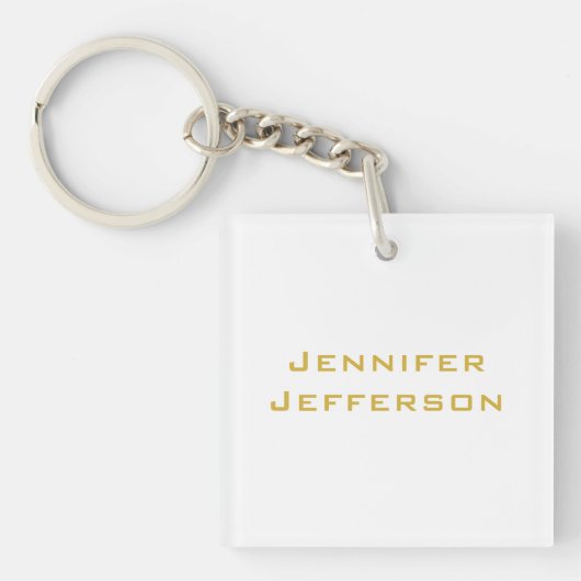 Metaalachtig Goud & Witte Professionele Moderne El Sleutelhanger (voorkant)