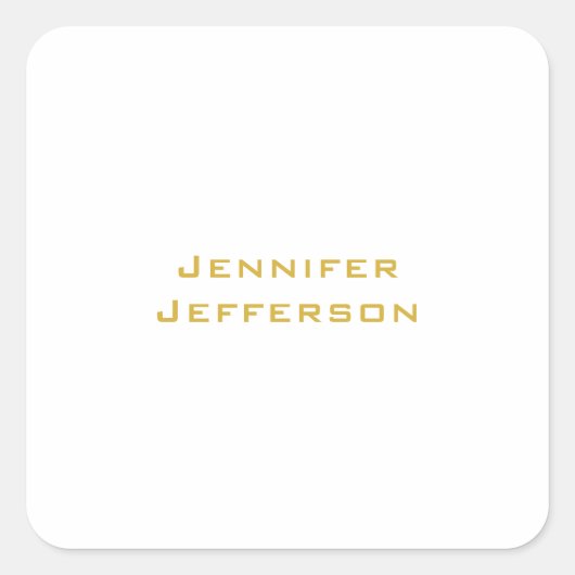 Metaalachtig Goud & Witte Professionele Moderne El Vierkante Sticker (Voorkant)