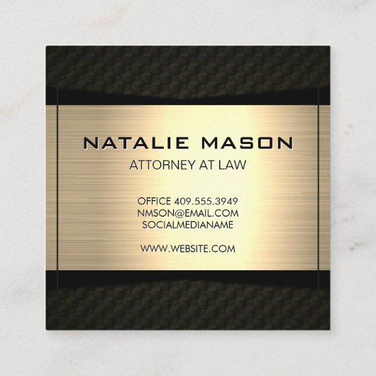 Metaalachtig goud zwart | Advocaat Recht | Justiti Vierkante Visitekaartje (Achterkant)