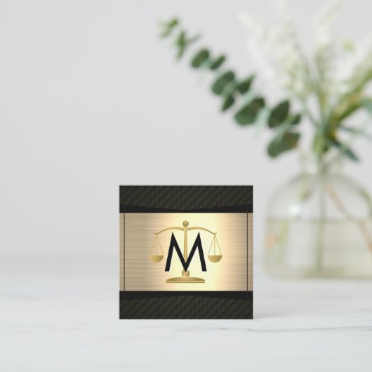Metaalachtig goud zwart | Advocaat Recht | Justiti Vierkante Visitekaartje (Staand voorkant)
