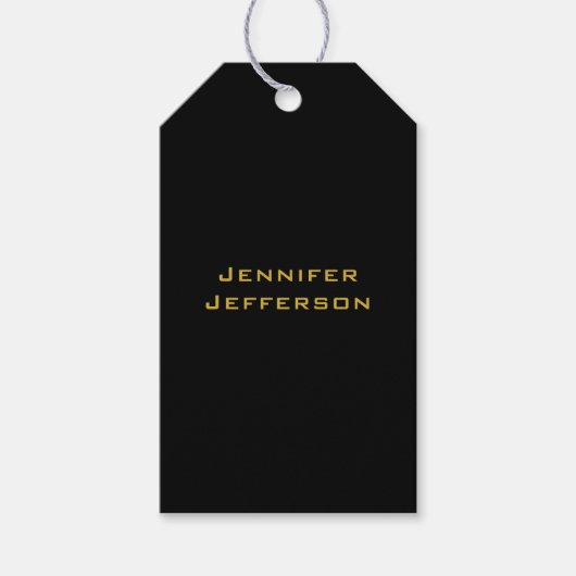 Metaalachtig Goud & Zwart Professioneel Modern Ele Cadeaulabel (Voorkant)