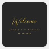 Metaalachtig Goud & Zwart Professionele Moderne El Vierkante Sticker (Voorkant)