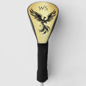 Metaalachtig Goud Zwarte Phoenix Monogram Initiaal Golfheadcover (Voorkant)