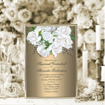 Metaalachtig gouden en witte rozen bruiloft