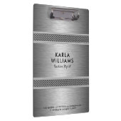 Metaalachtig licht grijs modern geometrisch ontwer klembord (Rechts)