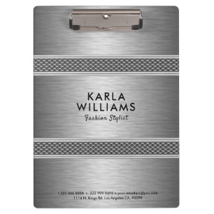 Metaalachtig licht grijs modern geometrisch ontwer klembord