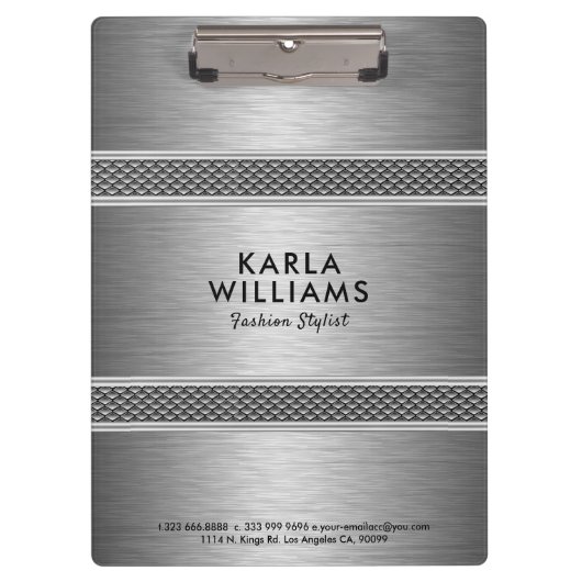 Metaalachtig licht grijs modern geometrisch ontwer klembord (Voorkant)