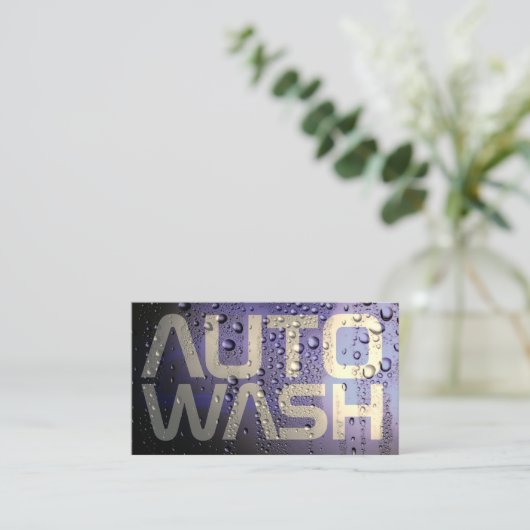 Metaalachtig natte autooppervlak visitekaartje (Staand voorkant)