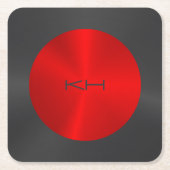 Metaalachtig onderzetter met zwarte en rode cirkel (Voorkant)