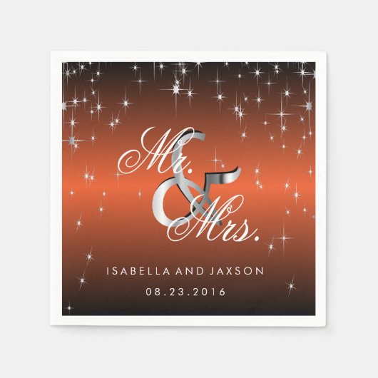 Metaalachtig Oranje Star Lights-ontwerp Servet (Voorkant)