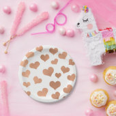Metaalachtig Roos Gold Hearts Confetti White Coppe Papieren Bordje (Feest)