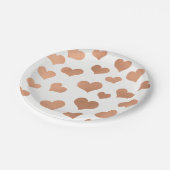 Metaalachtig Roos Gold Hearts Confetti White Coppe Papieren Bordje (Gekanteld)