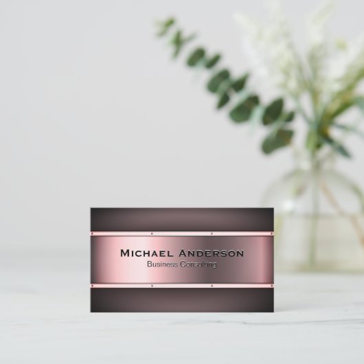 Metaalachtig Roos Rood Visitekaartje (Staand voorkant)