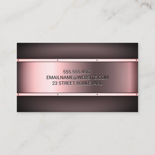 Metaalachtig Roos Rood Visitekaartje (Achterkant)