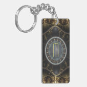 Metaalachtig  Steampunk Fractal met Monogram Sleutelhanger (Voorkant Links)