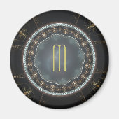 Metaalachtig  Steampunk Fractal Monogram Afbeeldin Magneet (Voorkant)