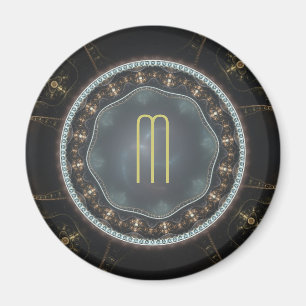 Metaalachtig  Steampunk Fractal Monogram Afbeeldin Magneet