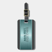 Metaalachtig Turquoise Groen Geborsteld Aluminium  Bagagelabel (Voorkant verticaal)