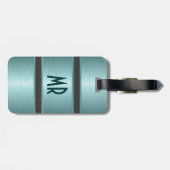 Metaalachtig Turquoise Groen Geborsteld Aluminium  Bagagelabel (Achterkant horizontaal)