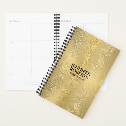 Metaalachtig uiterlijk goud met gouden paisley planner (Display)
