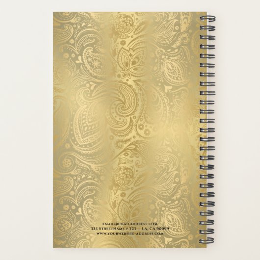 Metaalachtig uiterlijk goud met gouden paisley planner (Achterkant)