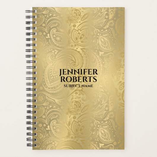 Metaalachtig uiterlijk goud met gouden paisley planner (Voorkant)