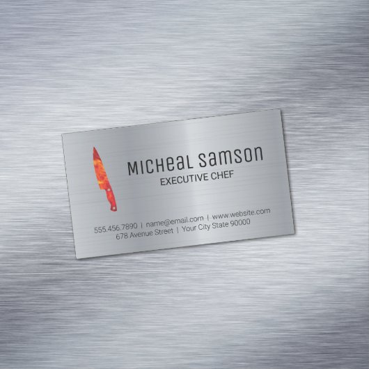 Metaalachtig | Vuurmes | Executive Chef Magnetisch Visitekaartje (Voorbeeld)