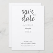 Metaalachtig Zilver Minimalistische Moderne Trendy Save The Date (Voorkant / Achterkant)