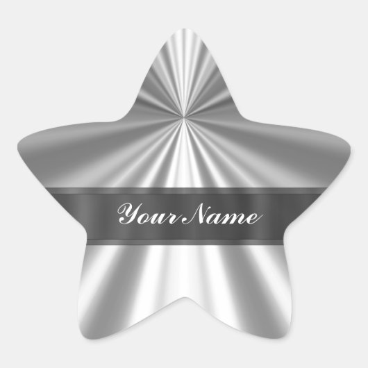 Metaalachtig zilver ster sticker (Voorkant)