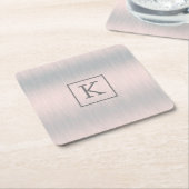 Metaalachtig zilvergrijs geborsteld aluminium text kartonnen onderzetters (Schuin)
