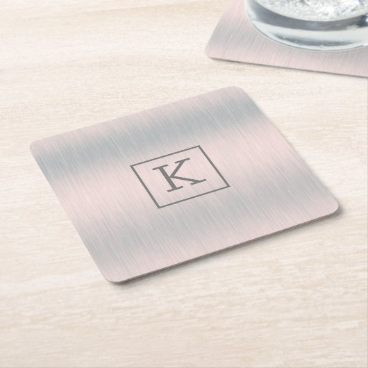 Metaalachtig zilvergrijs geborsteld aluminium text kartonnen onderzetters (Schuin)