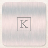 Metaalachtig zilvergrijs geborsteld aluminium text kartonnen onderzetters (Voorkant)