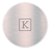 Metaalachtig zilvergrijs geborsteld aluminium uite keramische knop (Voorkant)