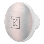 Metaalachtig zilvergrijs geborsteld aluminium uite keramische knop (Rechts)