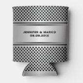 Metaalachtig zilvergrijs geometrisch ontwerp blikjeskoeler (Voorkant)