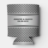 Metaalachtig zilvergrijs geometrisch ontwerp blikjeskoeler (Achterkant)