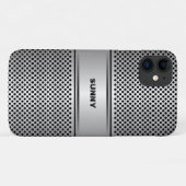 Metaalachtig zilvergrijs geometrisch ontwerp Case-Mate iPhone case (Achterkant (horizontaal))
