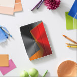 Metaalachtig zwart rood en Oranje ontwerp iPad Mini Cover<br><div class="desc">Koel het moderne geometrische metaal zwart rood en oranje geometrisch vormontwerp met een aangepast monogram.</div>