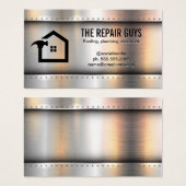 Metaalachtige achtergrond voor huisreparatie met k visitekaartje (Voorkant /achterkant)