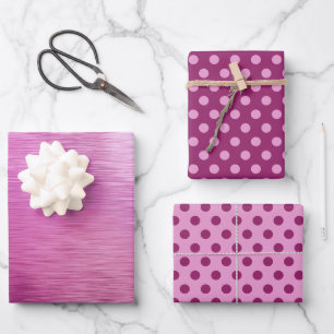 Metaalachtige Druif Paars Roze Bes Stip Kerstmis Inpakpapier Vel