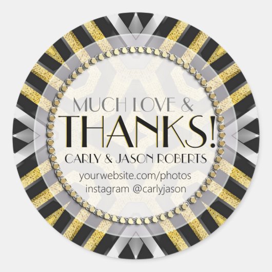 Metaalachtige Goud Zilver Veel Liefs & Dank je Sti Ronde Sticker (Voorkant)