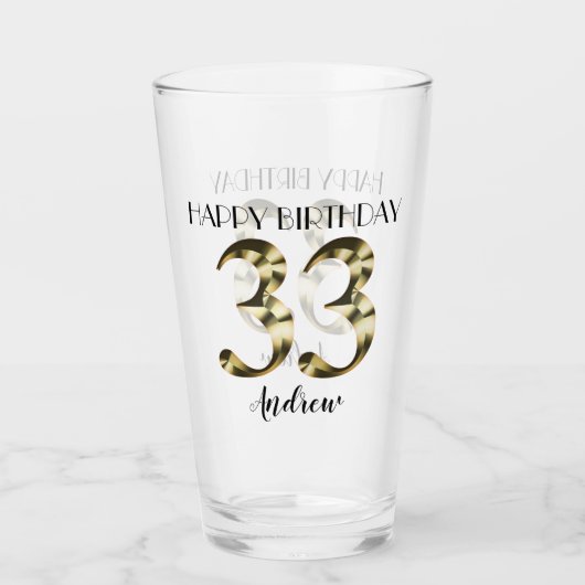 Metaalachtige gouden 33e verjaardag glas (Voorkant)