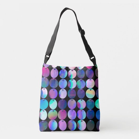 Metaalachtige Iridescent Paarse blauwe cirkels Crossbody Tas (Achterkant)