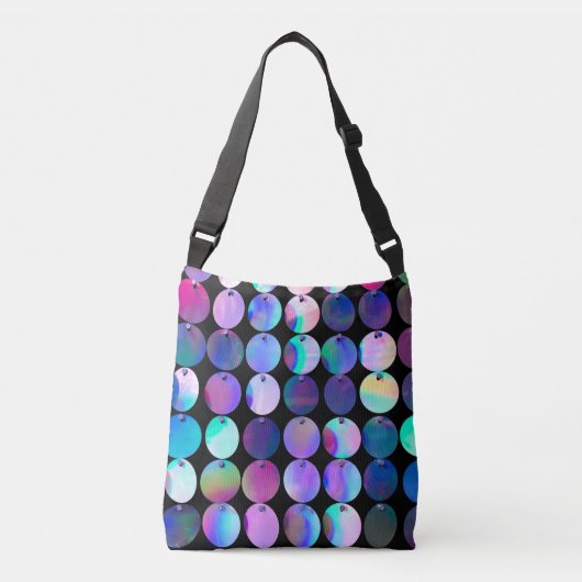 Metaalachtige Iridescent Paarse blauwe cirkels Crossbody Tas (Voorkant)