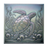 Metaalachtige Iridiserende Schildpad ID1223 Tegeltje (Voorkant)