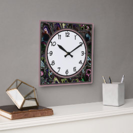 Metaalachtige Kleurrijke Wervelingen Deco Vierkant Vierkante Klok